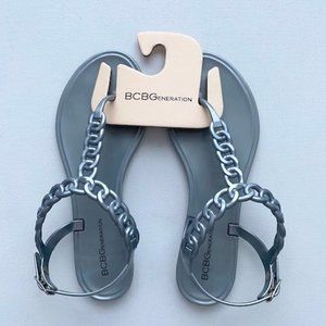 BCBGeneration Jelly Lex Thongs Chain Sandals Flats Grey